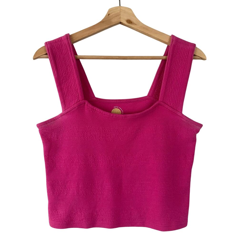 Daily Practice Anthropologie Pink Tank Top Square Neck Cropped Size Medium